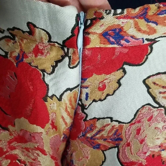 {Anthropologie} Rachel Antonoff Red Rose Jacquard Skirt - Picture 8 of 15